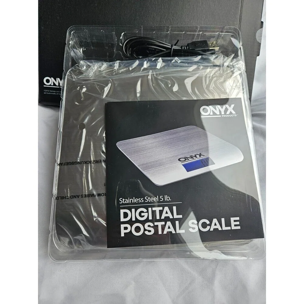 Onyx Stainless Steel 5lb Pound Digital Postal Scale USB Connected Stamps.com NIB